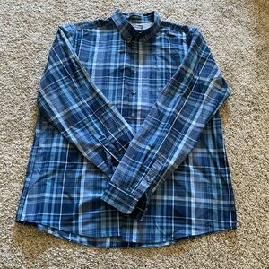 Eddie Bauer Men's Navy Plaid Button Down Shirt